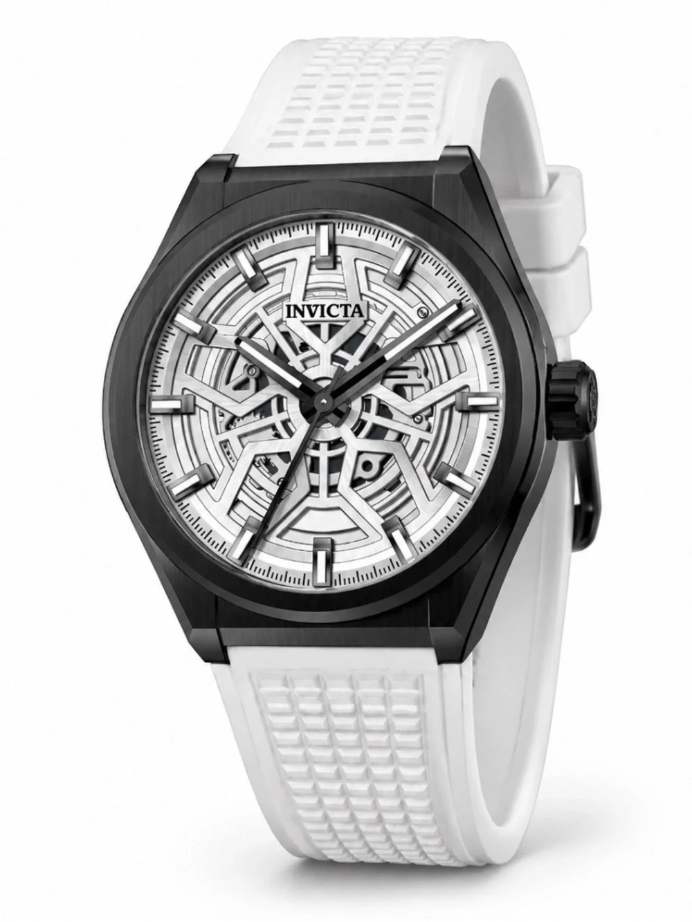 Invicta Men's Black & White Skeleton Dial Watch